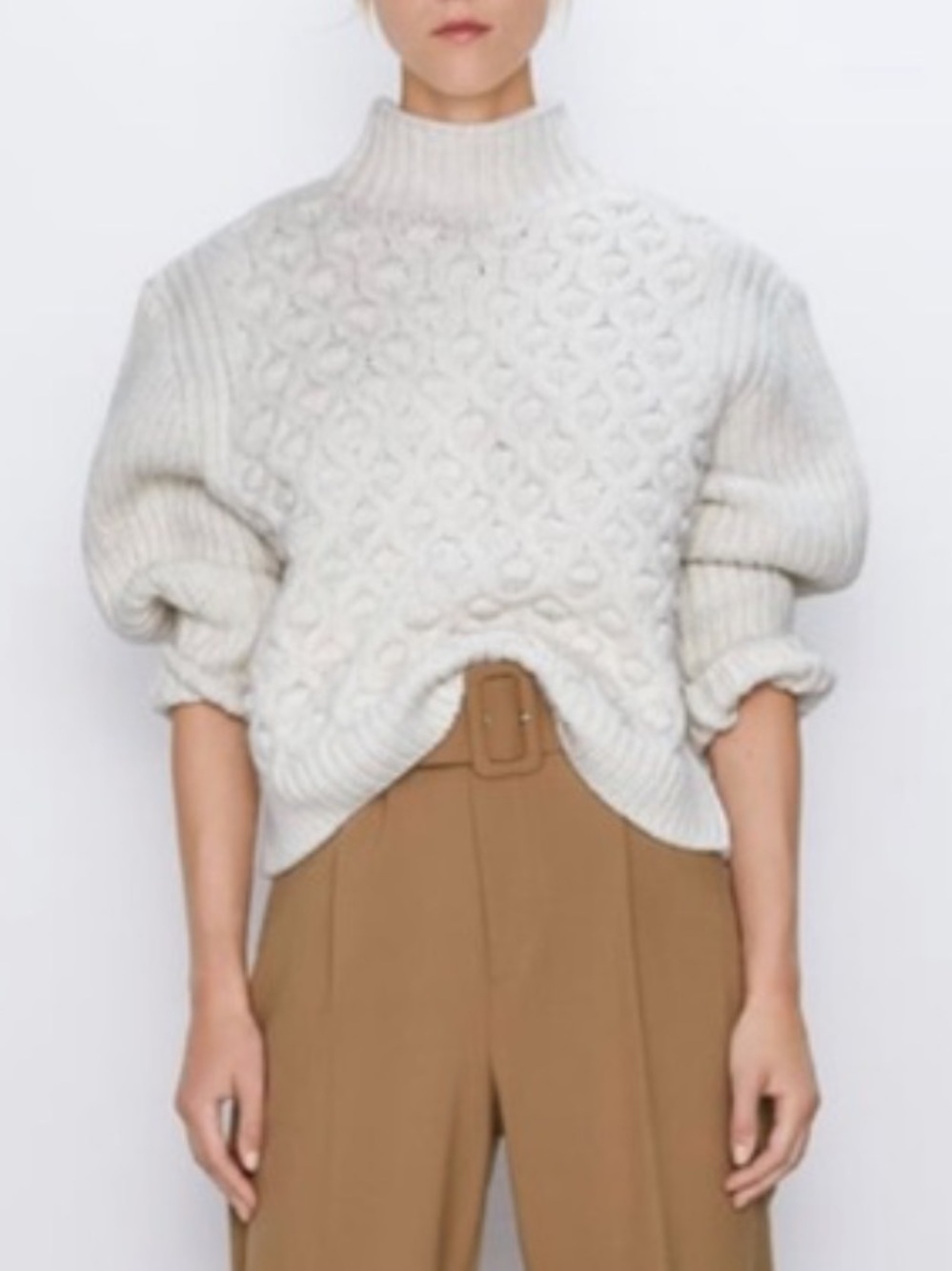 ZARA WOMENS IVORY TEXTURED CHUNKY SWEATER SMALL 5802/107/712/S